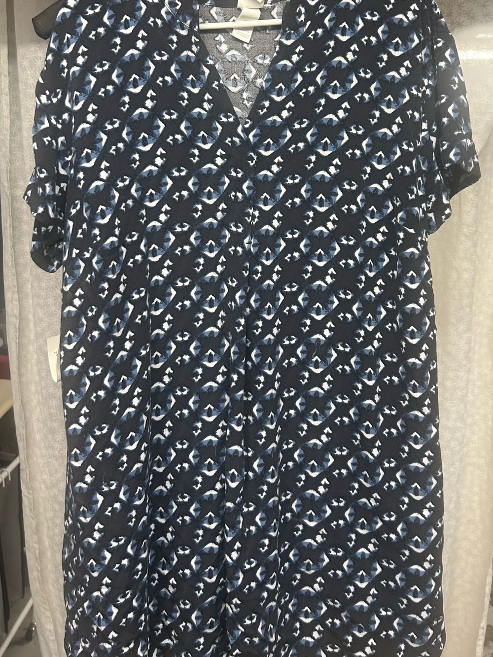 H&M Black Dress with Blue and White Abstract Print